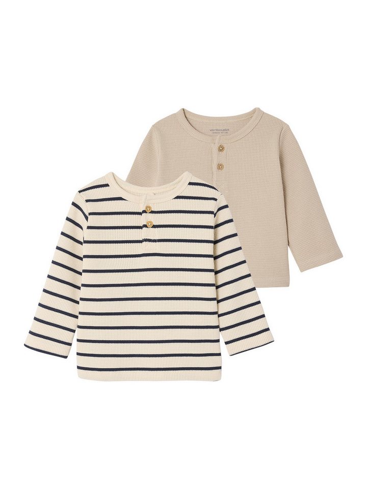 vertbaudet Langarmshirt Baby Shirts aus Waffelstrick, lange Ärmel 2er-Pack von vertbaudet