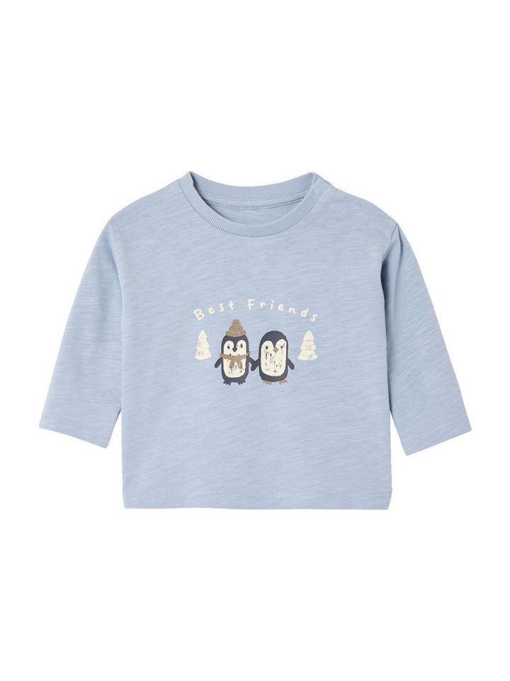 vertbaudet Langarmshirt Baby Shirt mit Pinguin-Print, Bio-Baumwolle von vertbaudet