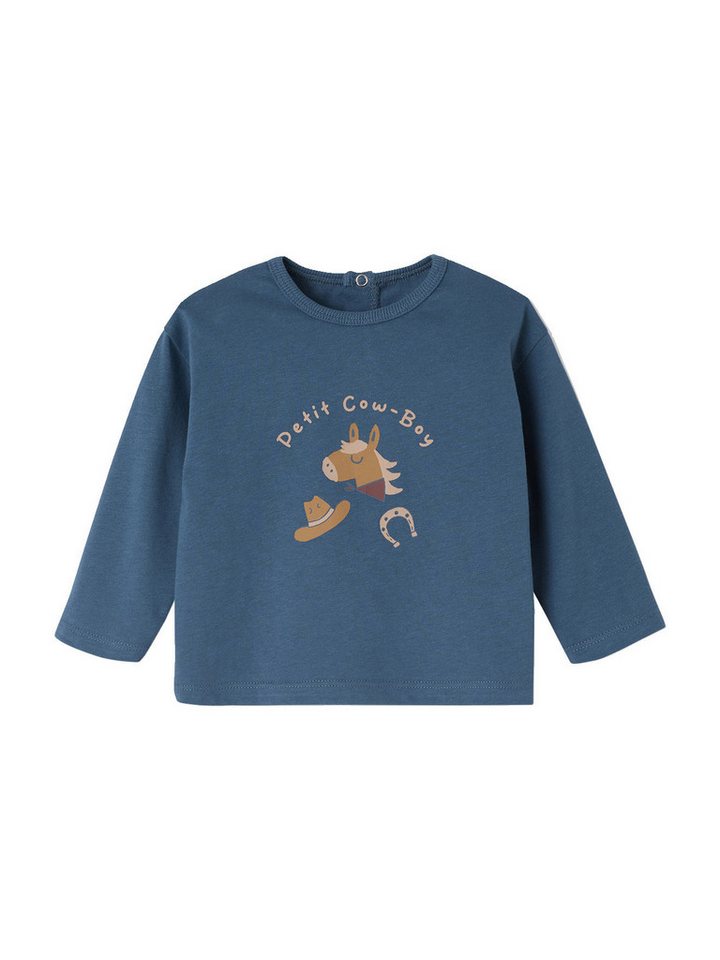 vertbaudet Langarmshirt Baby Shirt COWBOY, Bio-Baumwolle von vertbaudet