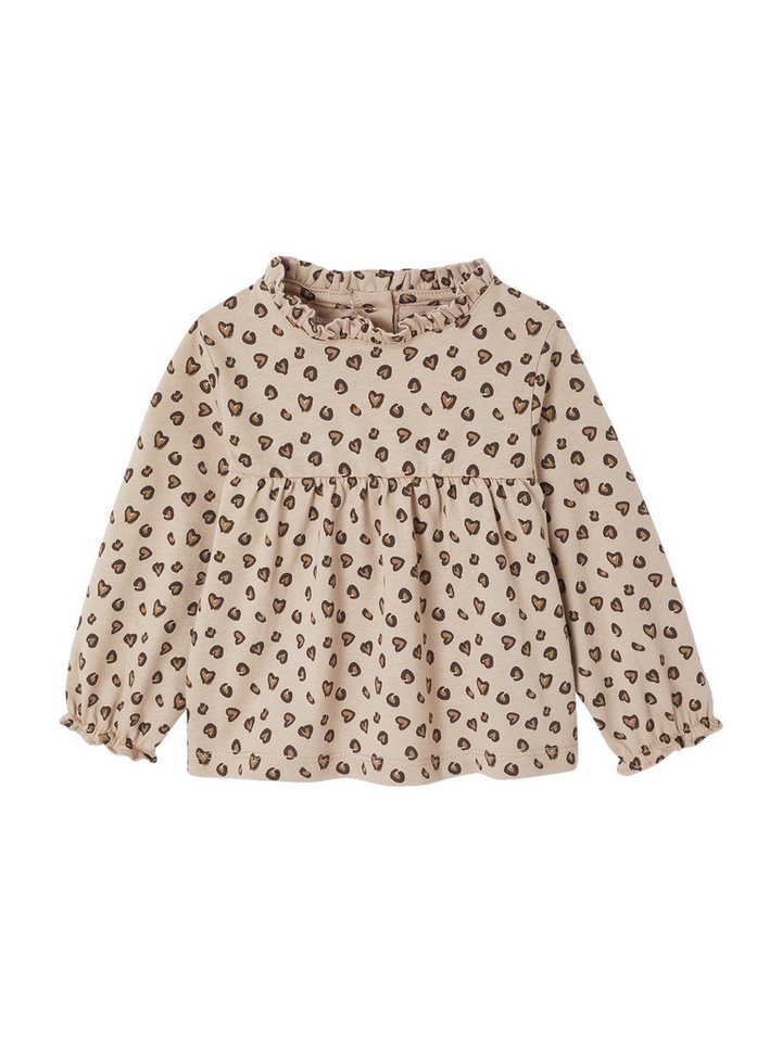 vertbaudet Langarmshirt Baby Blusenshirt mit Rüschenkragen Leo oder Blumen, Bio-Baumwolle von vertbaudet