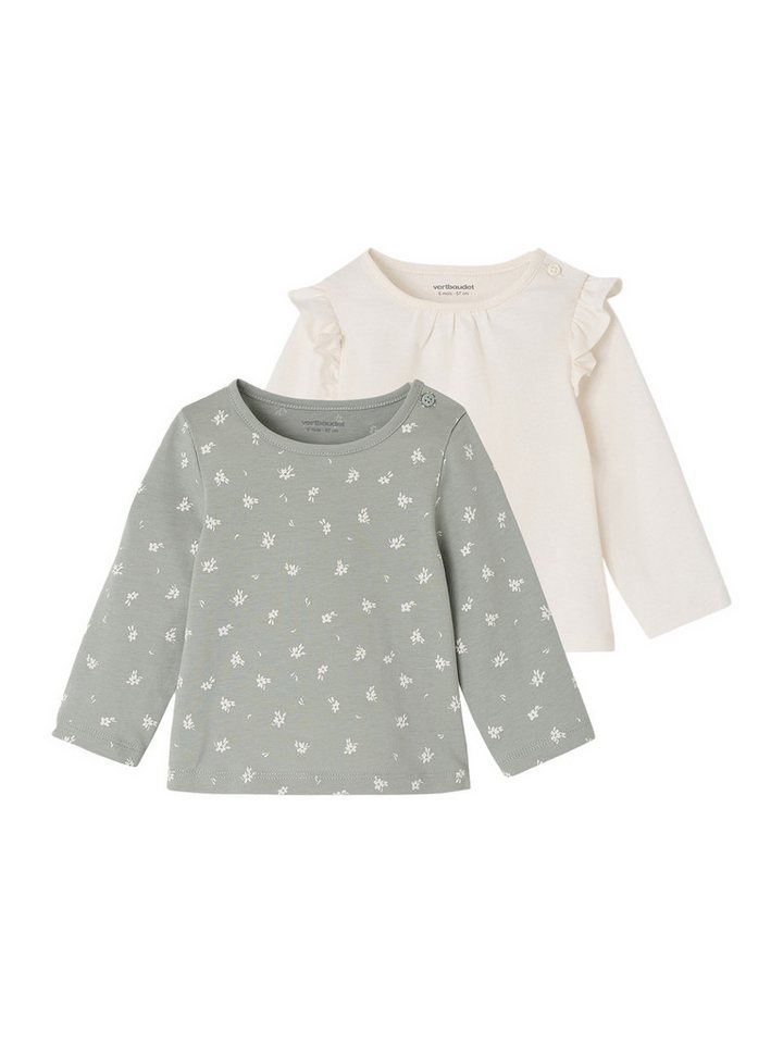vertbaudet Langarmshirt Baby Shirts BASIC, Print & Uni mit Volants 2er-Pack von vertbaudet