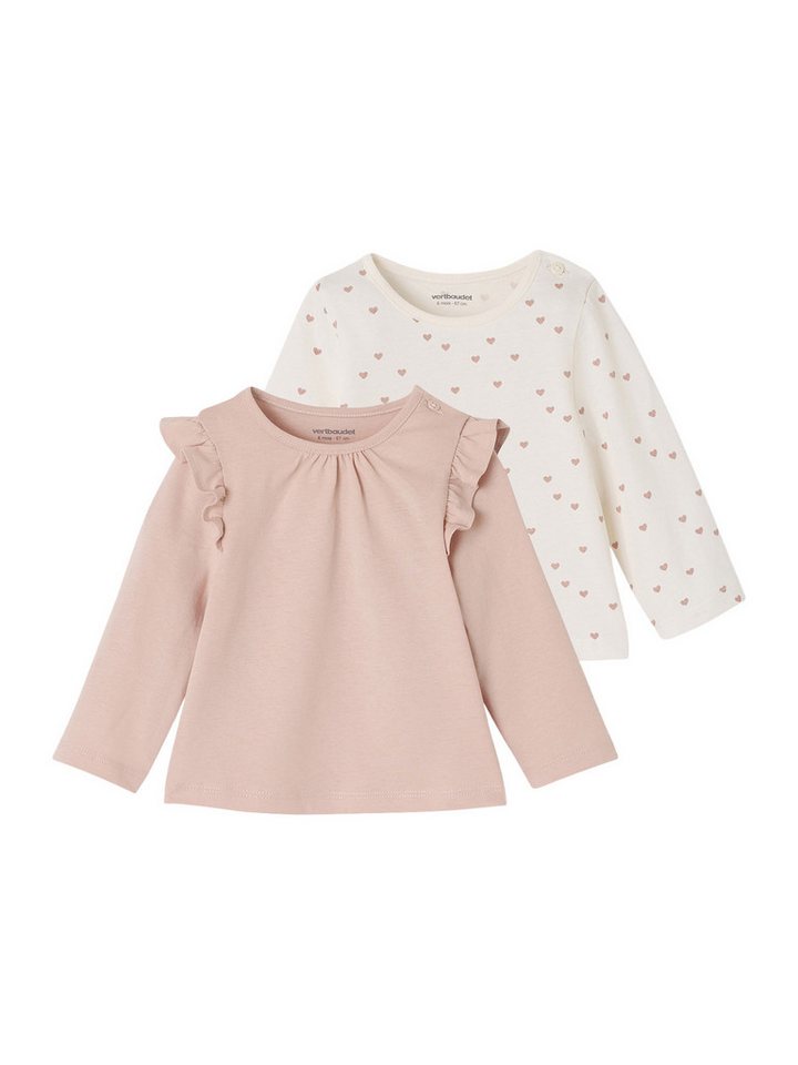 vertbaudet Langarmshirt Baby Shirts BASIC, Print & Uni mit Volants 2er-Pack von vertbaudet