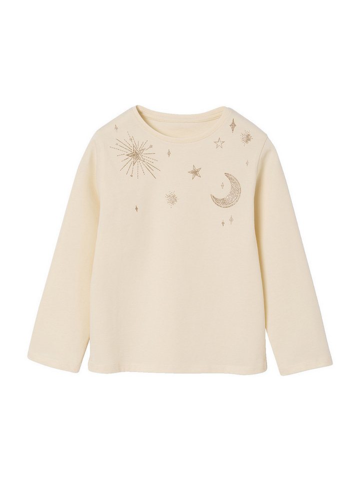 vertbaudet Langarmshirt Shirt mit glitzernden Sternen für Mädchen von vertbaudet