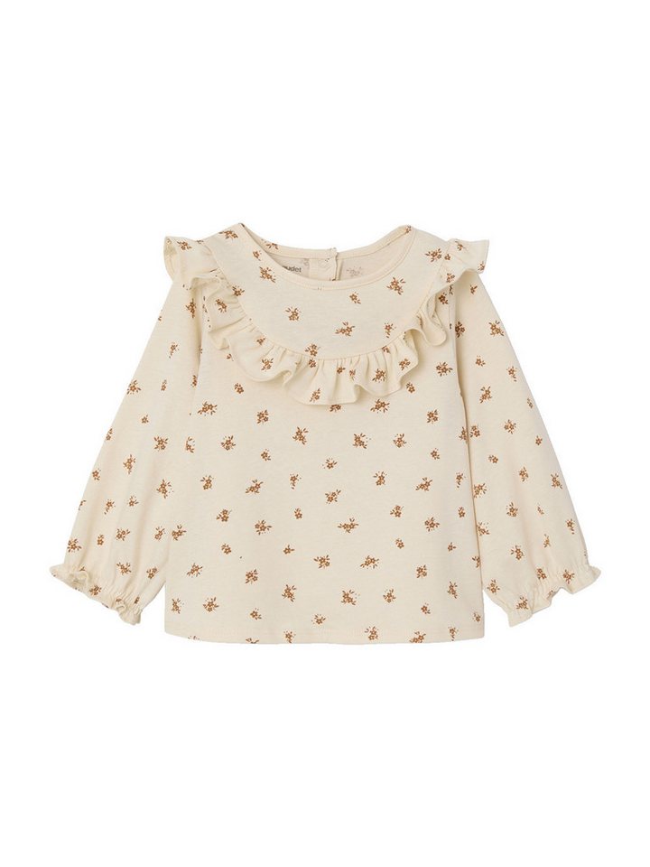 vertbaudet Langarmshirt Baby Blusenshirt mit Blumenprint und Volants, Bio-Baumwolle von vertbaudet