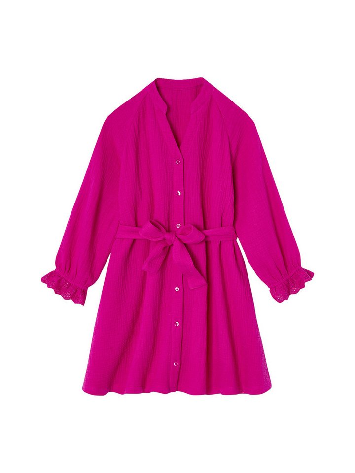 vertbaudet Minikleid Mädchen Kleid aus Musselin mit Lochstickerei Lochstickerei von vertbaudet