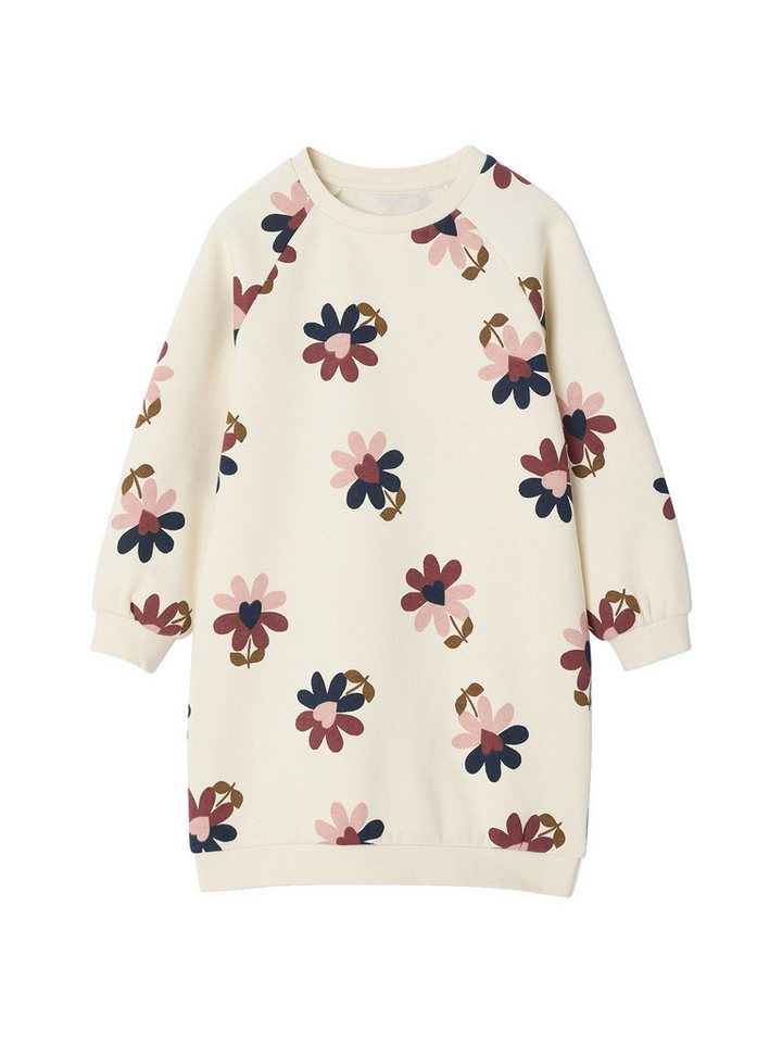 vertbaudet Minikleid Mädchen Sweatkleid mit Blumenmuster, lange Aermel von vertbaudet