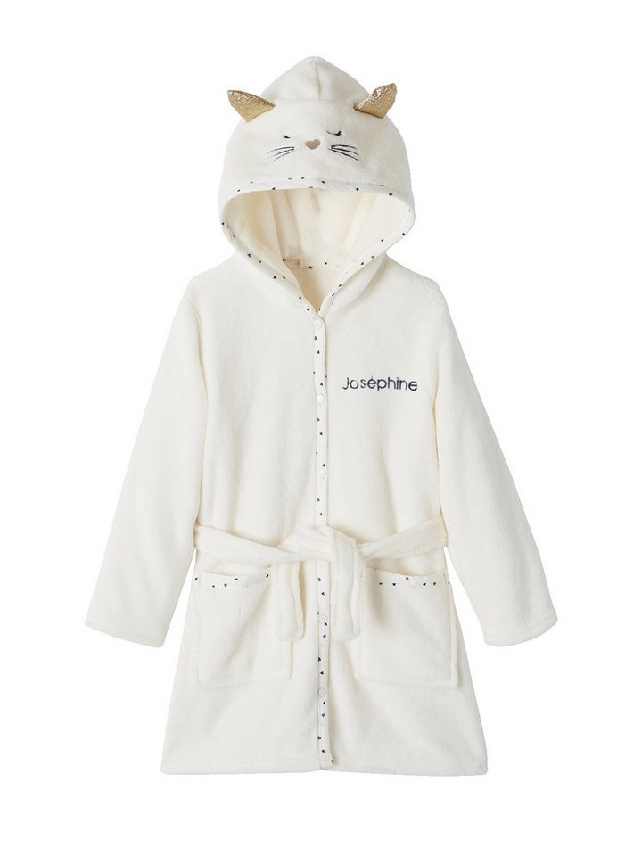 vertbaudet Morgenmantel Mädchen Morgenmantel aus Plüsch KATZE, Polyester von vertbaudet