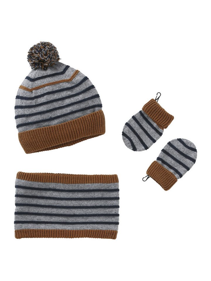 vertbaudet Mütze & Schal Jungen Baby-Set: Mütze, Rundschal & Fäustlinge von vertbaudet
