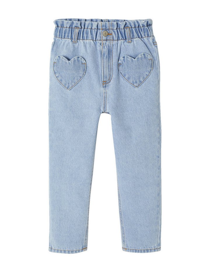 vertbaudet Regular-fit-Jeans Mädchen Paperbag-Jeans mit Herz-Taschen von vertbaudet