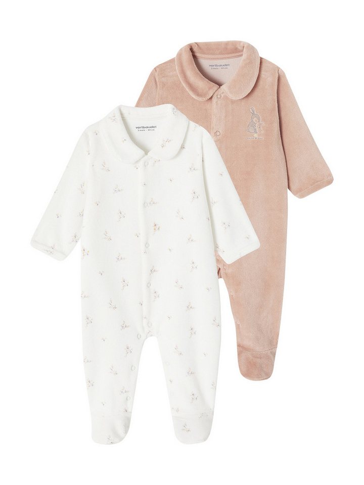 vertbaudet Schlafanzug Baby Samtstrampler mit Bio-Baumwolle 2er-Pack von vertbaudet