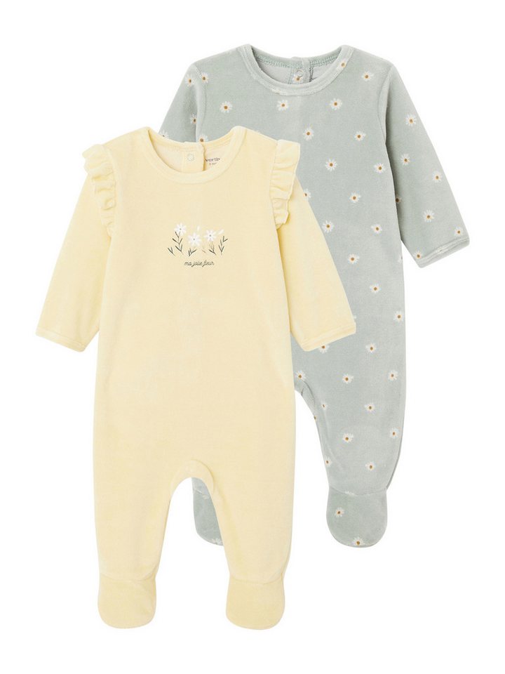 vertbaudet Schlafanzug 2er-Pack Baby Samt-Strampler von vertbaudet