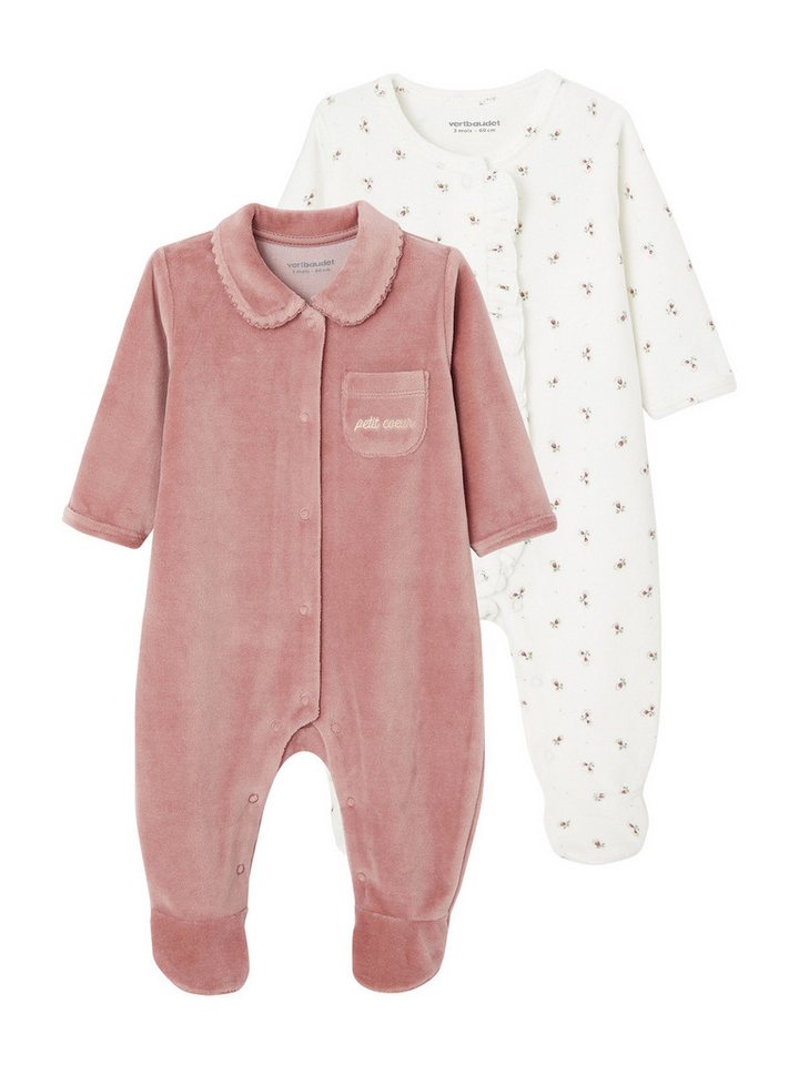 vertbaudet Schlafanzug 2er-Pack Baby Samt-Strampler von vertbaudet