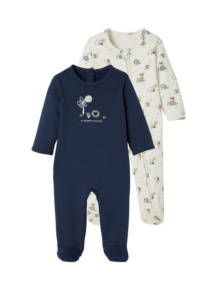 vertbaudet Schlafanzug 2er-Pack Baby Strampler aus Sweatware von vertbaudet