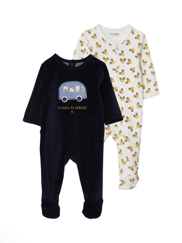 vertbaudet Schlafanzug 2er-Pack Jungen Baby Samt-Strampler von vertbaudet