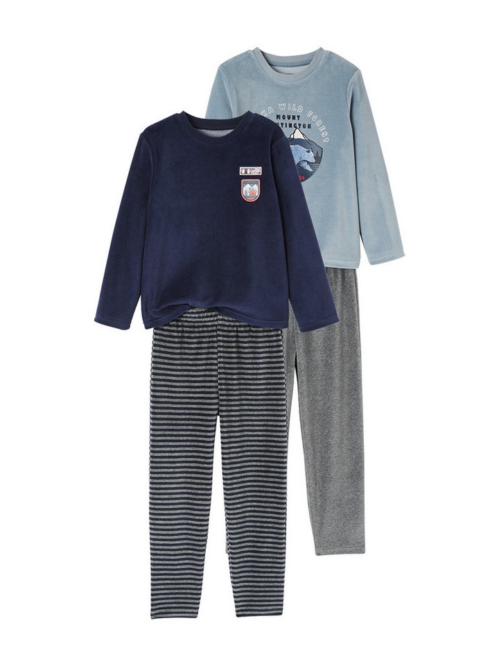 vertbaudet Schlafanzug 2er-Pack Jungen Samt-Schlafanzüge, Natur BASIC von vertbaudet