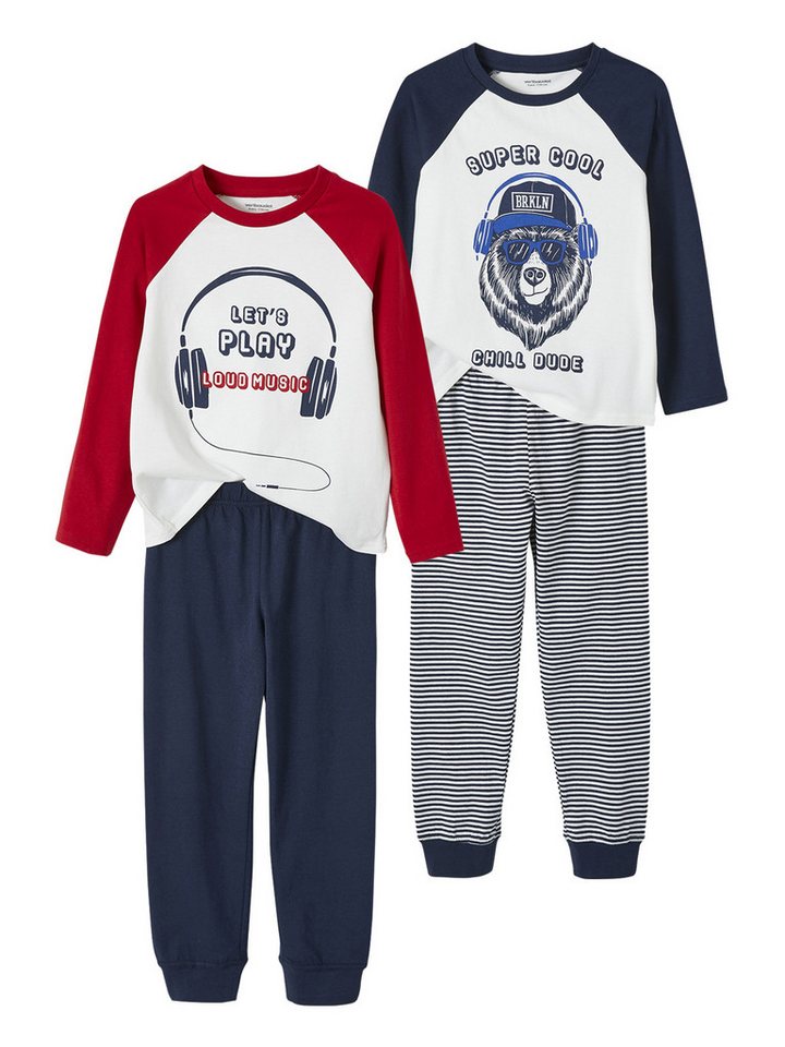 vertbaudet Schlafanzug 2er-Pack Jungen Schlafanzüge, Musik-Print BASIC von vertbaudet