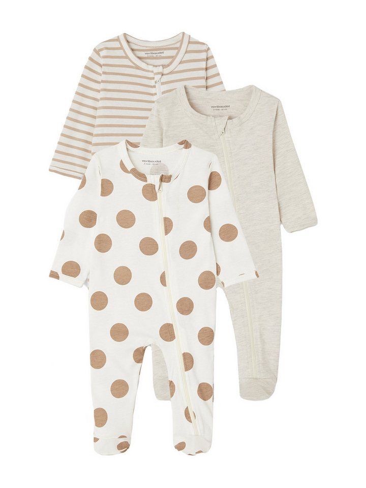 vertbaudet Schlafanzug Baby Strampler mit Reißverschluss BASICS 3er-Pack von vertbaudet