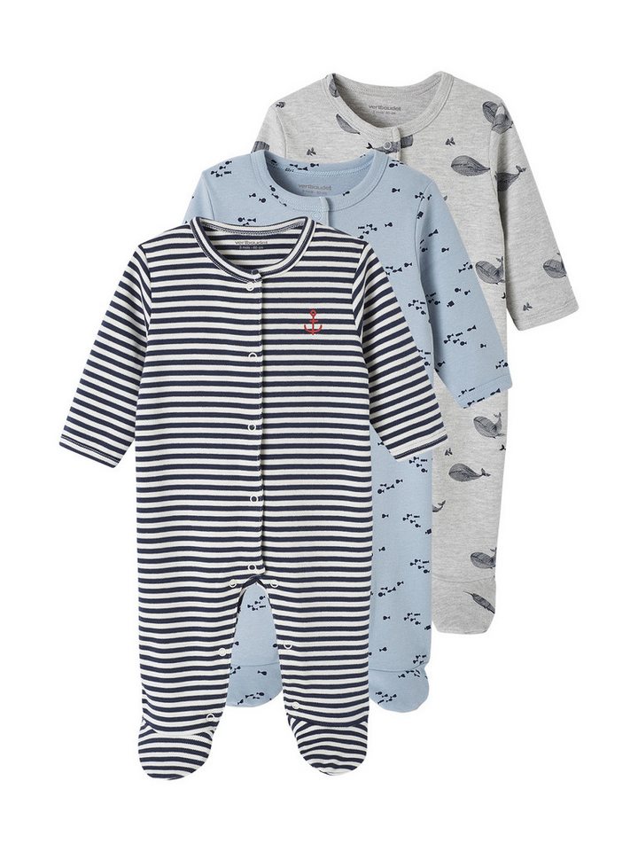 vertbaudet Schlafanzug Baby Strampler aus Interlock 3er-Pack von vertbaudet
