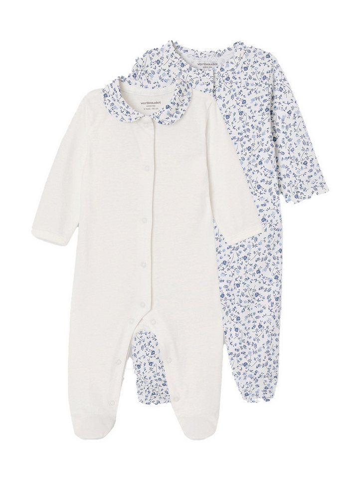 vertbaudet Schlafanzug Bio-Kollektion: 2er-Pack Baby Strampler mit Blumen 2er-Pack von vertbaudet