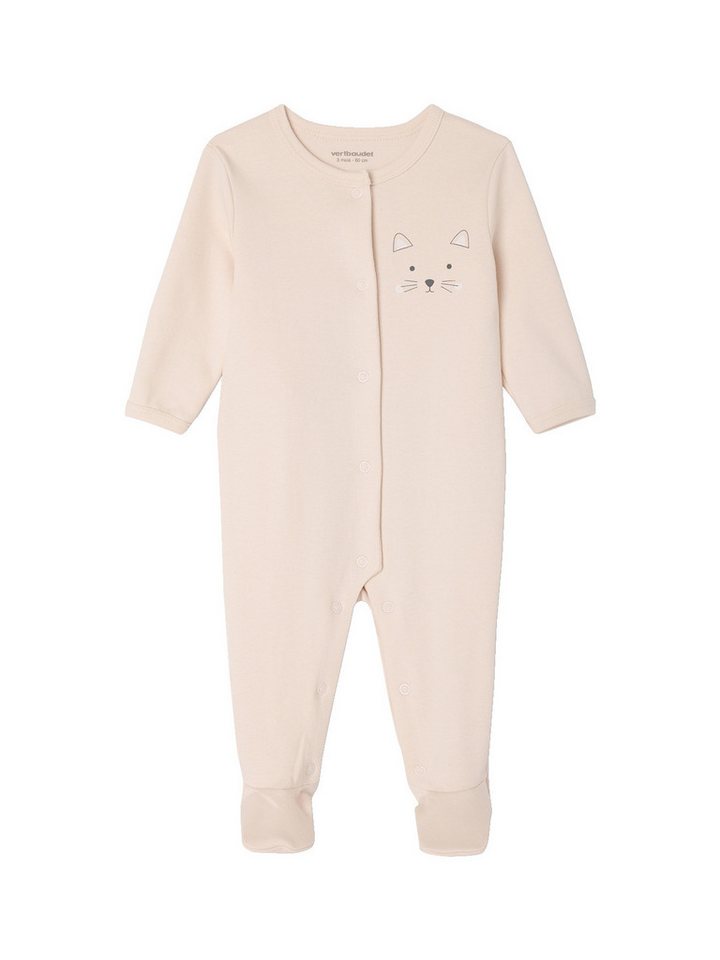 vertbaudet Schlafanzug Bio-Kollektion: Baby Strampler mit Katze von vertbaudet