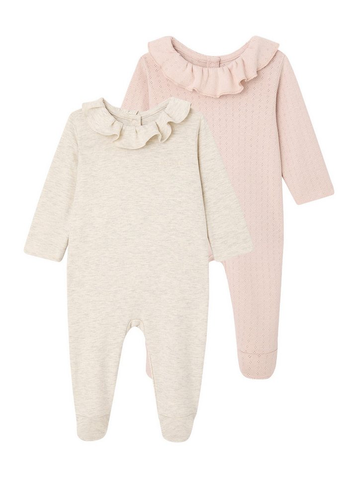 vertbaudet Schlafanzug Bio-Kollektion: Baby Strampler mit Volantkragen 2er-Pack von vertbaudet