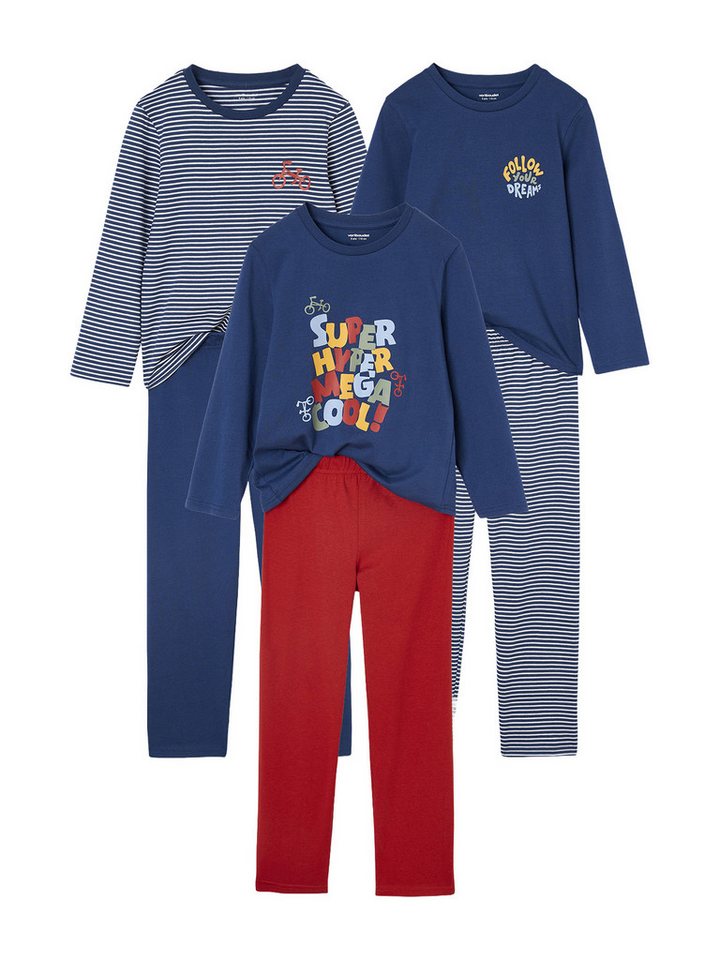 vertbaudet Schlafanzug Jungen Schlafanzüge BASIC mit Fahrrädern 3er-Pack von vertbaudet