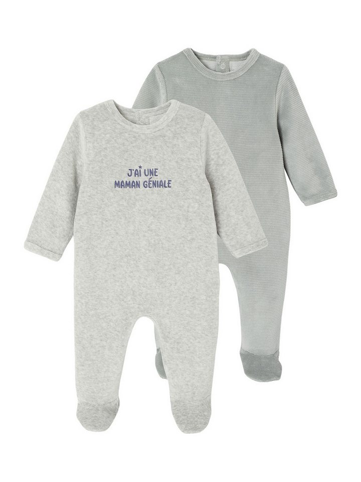 vertbaudet Schlafanzug Bio-Kollektion: Baby Strampler, Samt & Cord 2er-Pack von vertbaudet