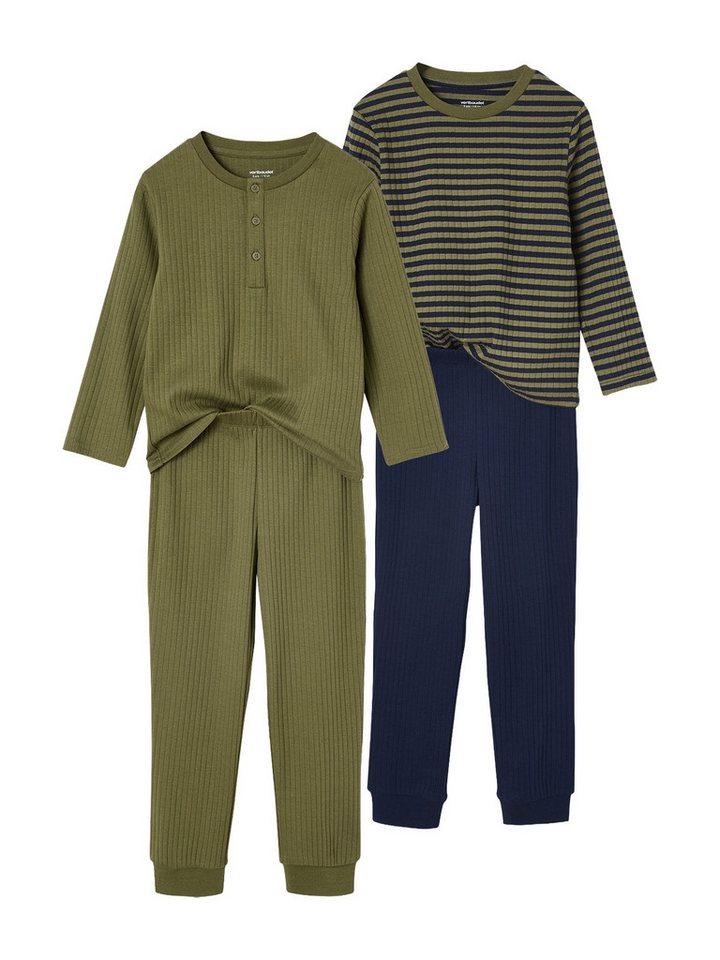 vertbaudet Schlafanzug gerippte Jungen Schlafanzüge 2er-Pack von vertbaudet