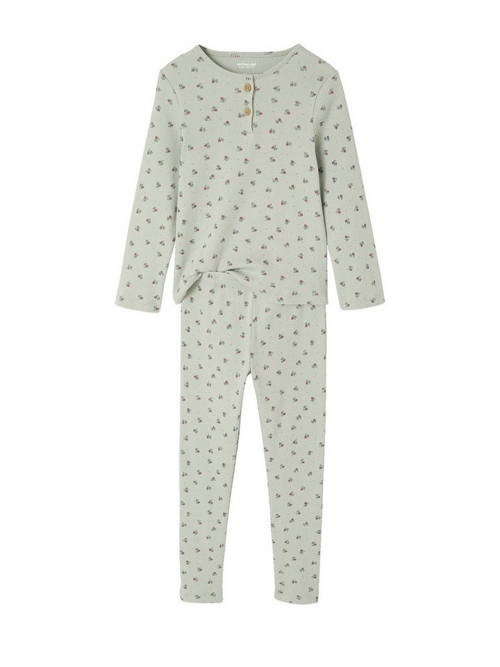 vertbaudet Schlafanzug Gerippter Mädchen Schlafanzug mit Blumenmuster vertbaudet Schlafanzug Gerippter Mädchen Schlafanzug mit Blumenmuster von vertbaudet