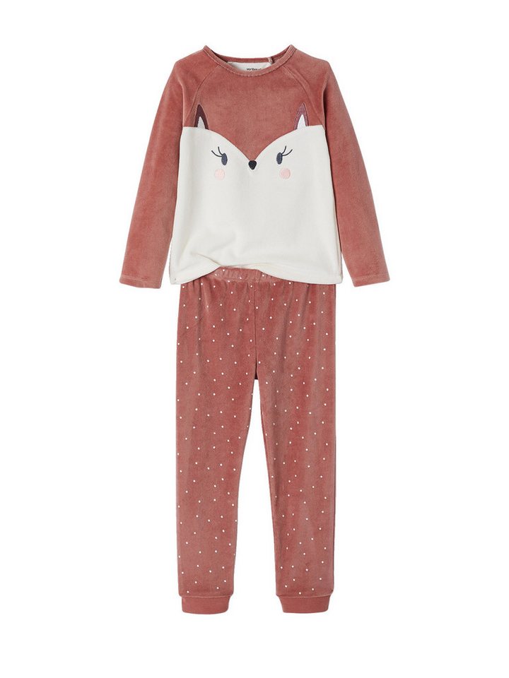 vertbaudet Schlafanzug Mädchen Samt-Schlafanzug, Fuchs von vertbaudet