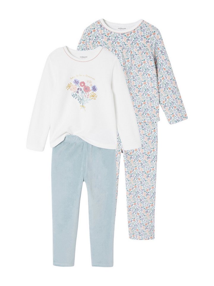 vertbaudet Schlafanzug Samt-Schlafanzüge für Mädchen 2er-Pack mit Blumenmuster vertbaudet Schlafanzug Samt-Schlafanzüge für Mädchen 2er-Pack mit Blumenmuster von vertbaudet