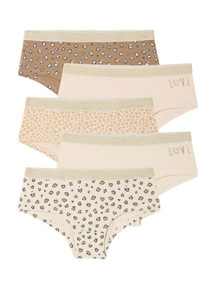vertbaudet Slip Bio-Kollektion: Mädchen Shortys Leo & Love 5er-Pack von vertbaudet