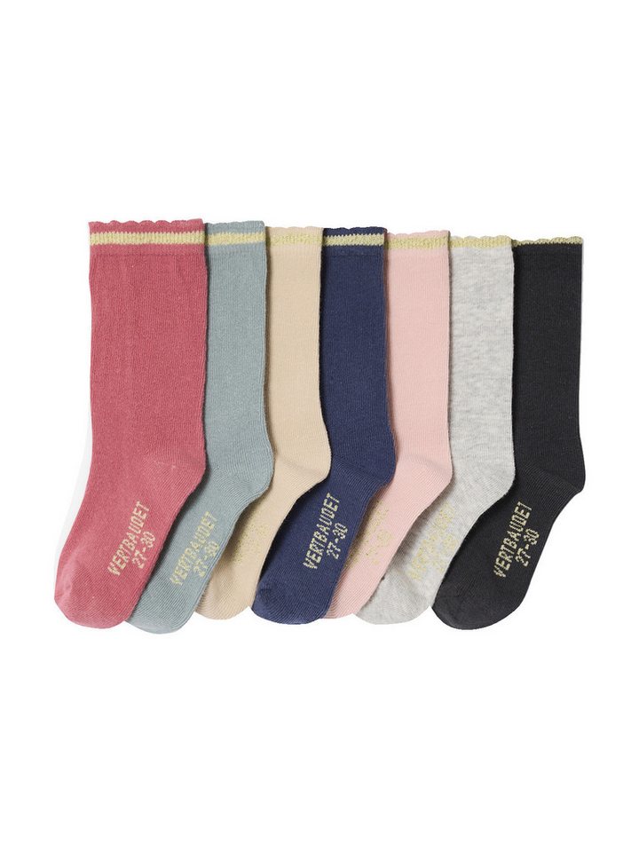 vertbaudet Socken Mädchen Socken, Glitzerstreifen BASIC 7er-Pack von vertbaudet