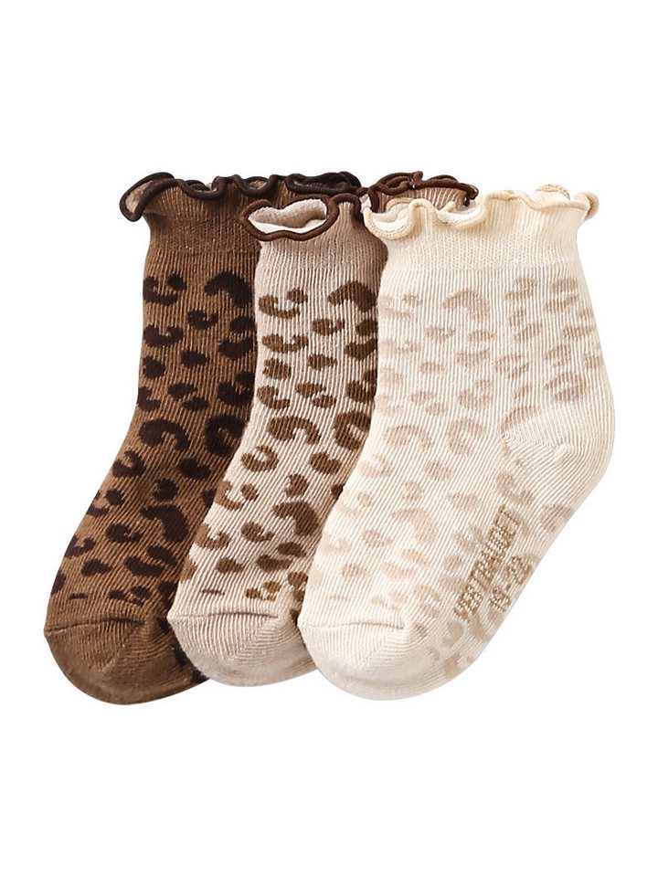 vertbaudet Socken Baby Socken Mädchen, Leopardenmuster 3er-Pack von vertbaudet