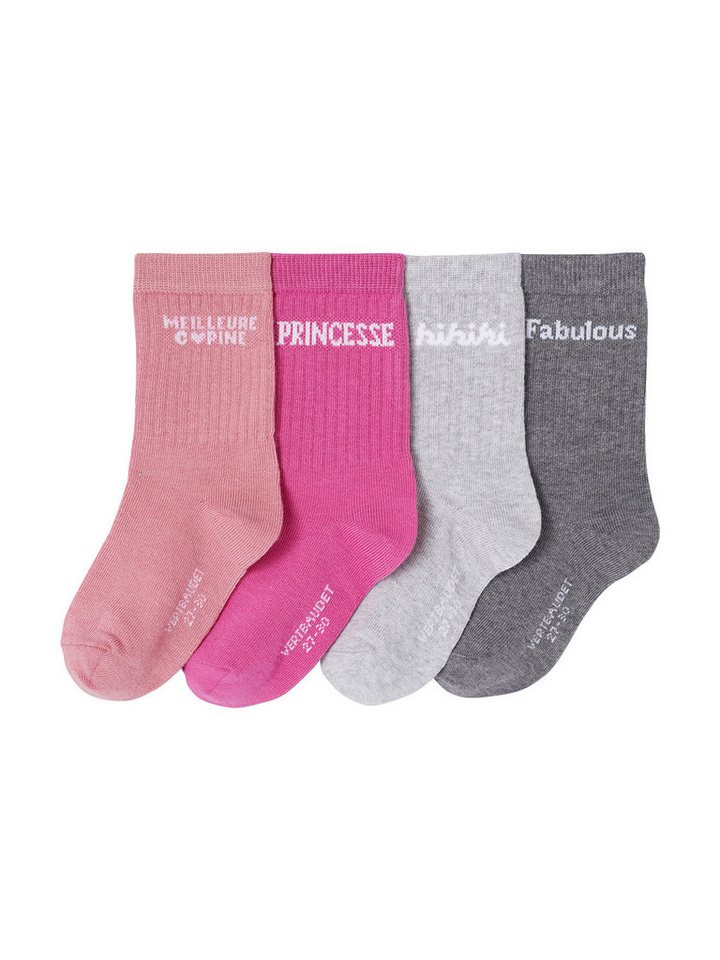 vertbaudet Socken Socken mit Schriftzug, Kinder 4er-Pack vertbaudet Socken Socken mit Schriftzug, Kinder 4er-Pack von vertbaudet