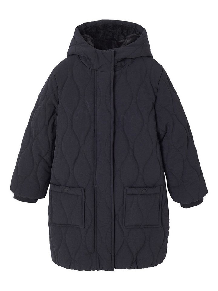 vertbaudet Steppjacke Mädchen Steppmantel mit Webpelz-Kapuze von vertbaudet