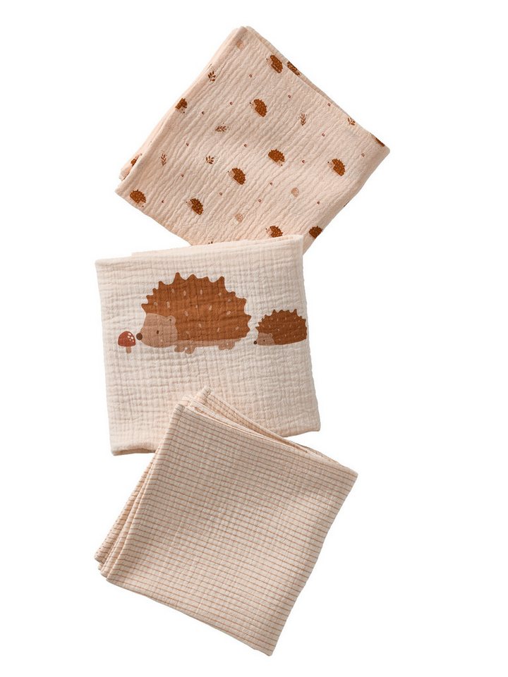 vertbaudet Stoffwindeln 3er-Set Baby Wickeltücher IGEL aus Musselin von vertbaudet