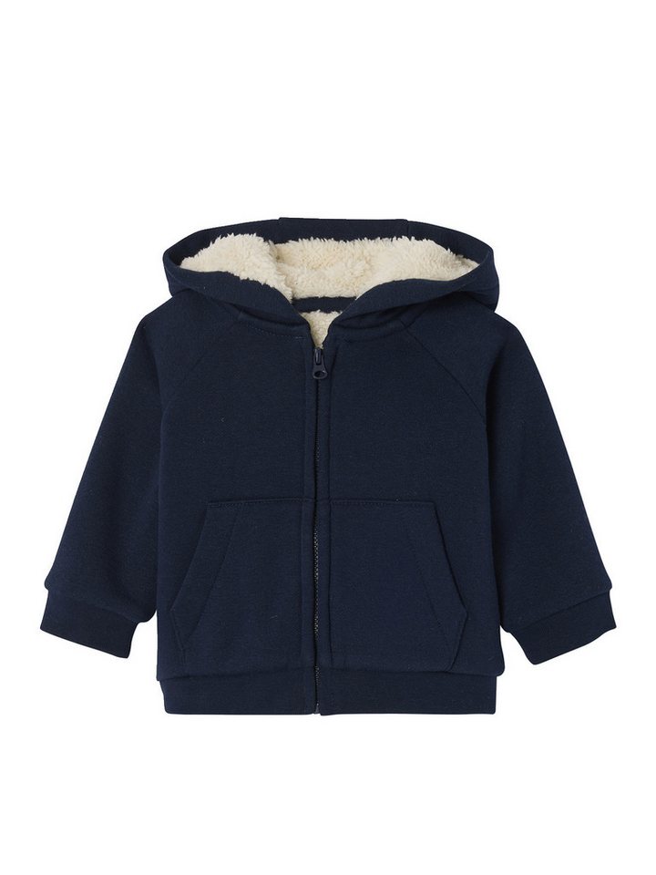 vertbaudet Strickjacke Baby Cardigan mit Kapuze und Teddyfleece-Futter von vertbaudet