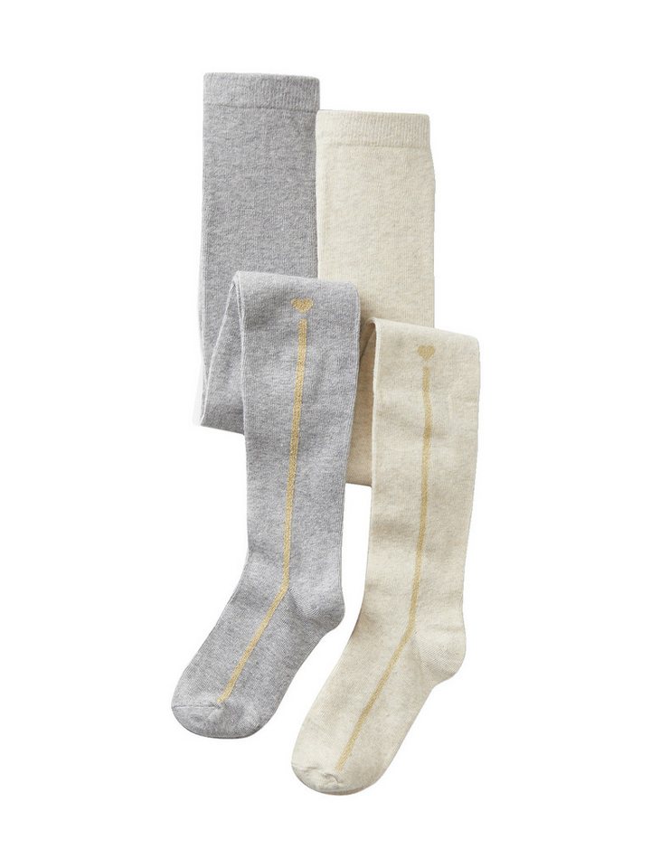 vertbaudet Strumpfhose 2er-Pack Mädchen Strumpfhosen, Glitzerstreifen von vertbaudet