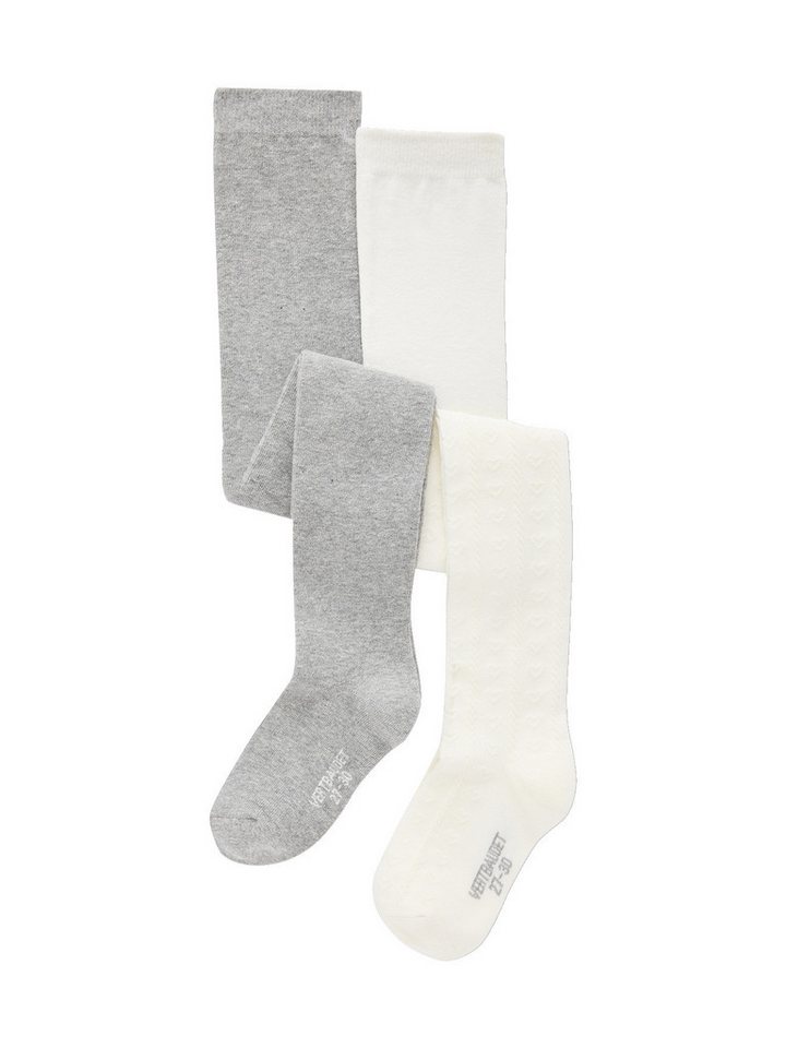 vertbaudet Strumpfhose Strumpfhosen mit Herzmuster & Unifarben, Mädchen 2er-Pack von vertbaudet