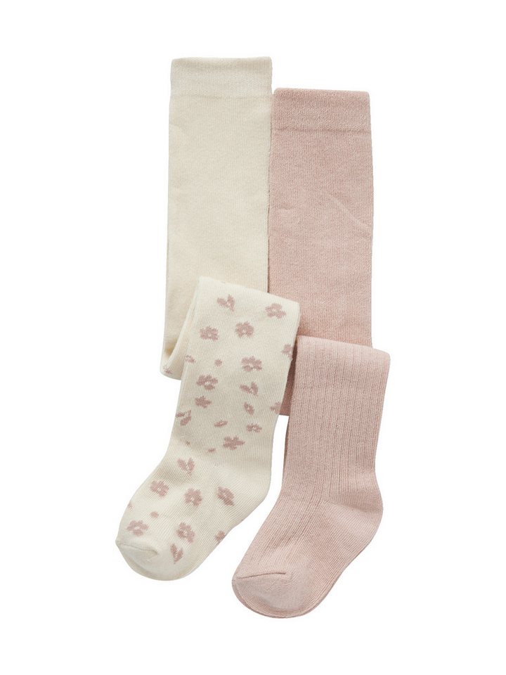 vertbaudet Strumpfhose Mädchen Baby Strumpfhosen Blumen & Ripp 2er-Pack, Blumen & Ripp von vertbaudet