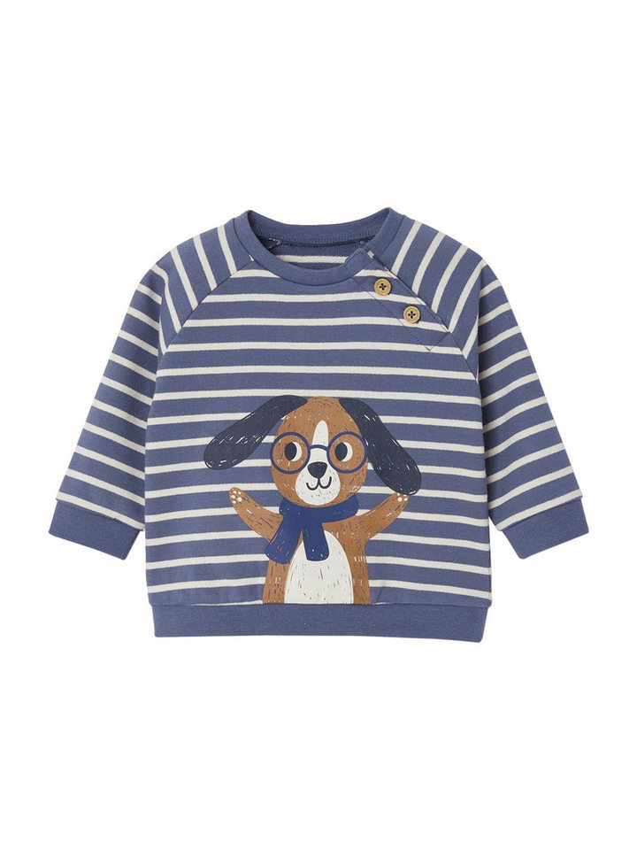 vertbaudet Sweatjacke Baby Sweatshirt, Streifen Knopfverschluss an den Schultern von vertbaudet