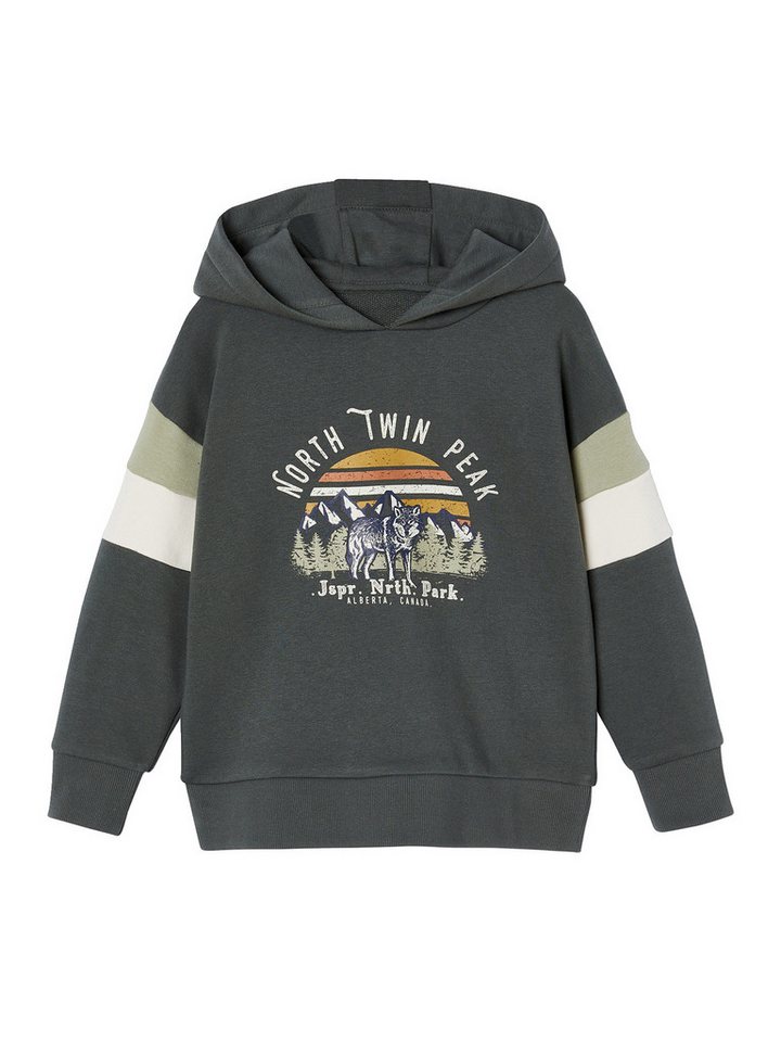 vertbaudet Sweatjacke Jungen Kapuzensweatshirt mit Colorblock-Ärmeln von vertbaudet