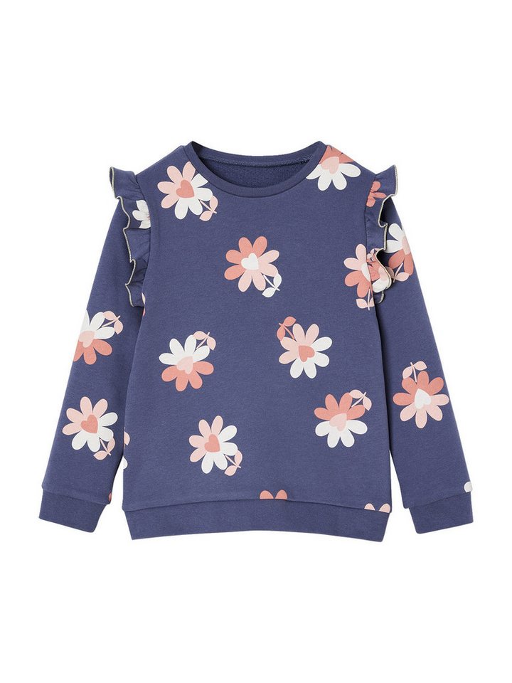 vertbaudet Sweatjacke Mädchen Sweatshirt mit Volants und Prints von vertbaudet