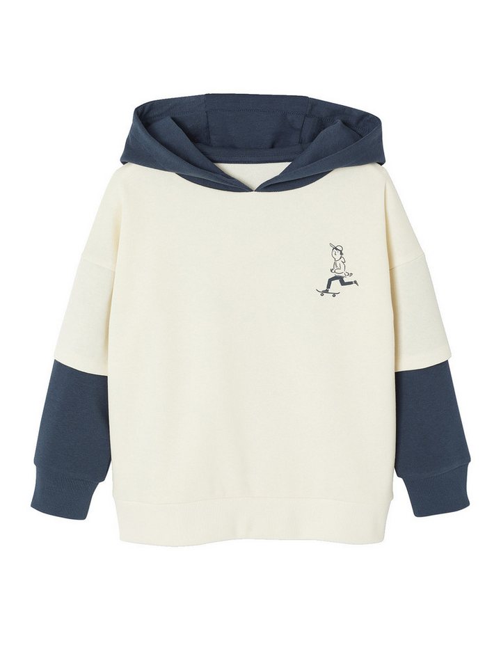 vertbaudet Sweatjacke Jungen Kapuzensweatshirt mit Prints, Lageneffekt von vertbaudet