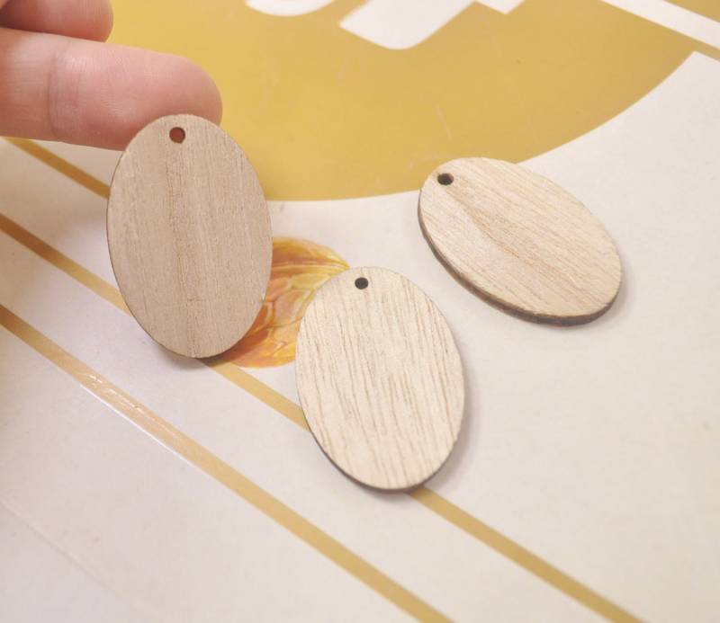 12 Stück Ovale Anhänger, Diy Unfertige Laser Geschnittene Holz Naturholz Ohrringe Rohlinge, Oval Schmuck, Form, 38 X 25 Mm von verycraft
