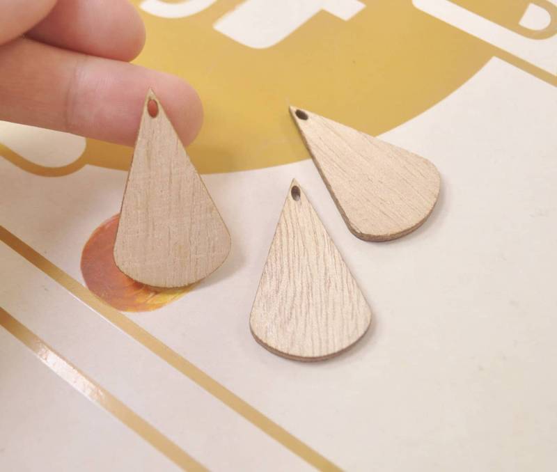 12 Stück Teardrops, Diy Unfertige Laser Geschnittene Holz Anhänger, Naturholz Ohrringe Rohlinge, Teardrop Schmuck, Holztropfenformen - 41 X 24 Mm von verycraft