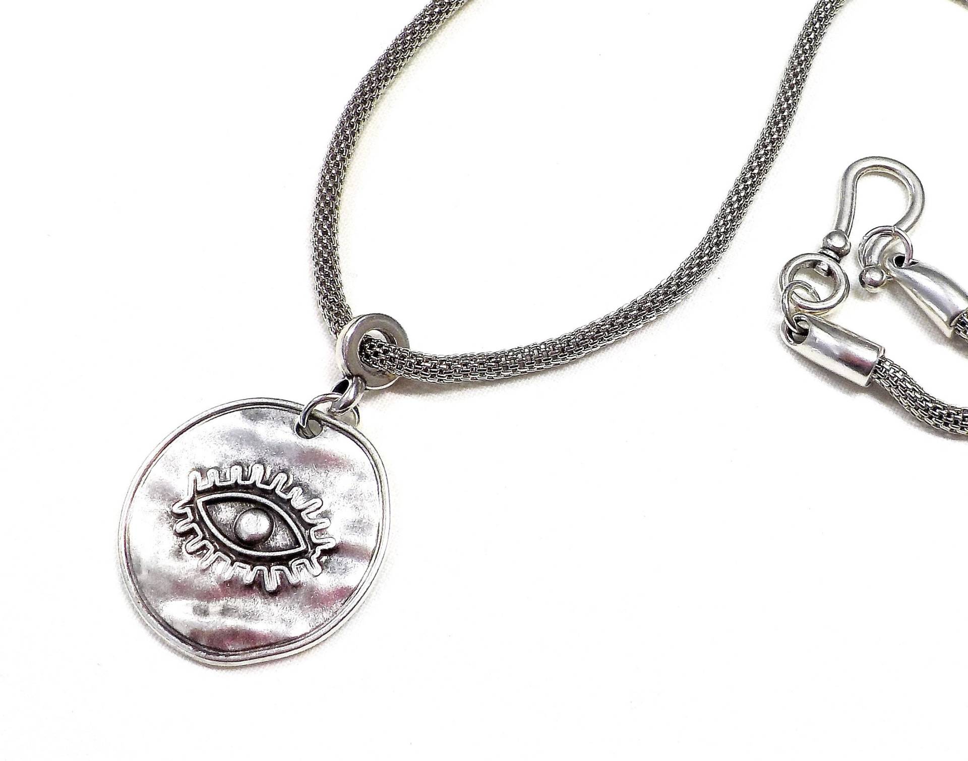 Versilberte Evil Eye Anhänger Halskette, Good Luck Schutz Nazar Boho Style Unisex Halskette Für Den Alltag Versilberte Evil Eye Anhänger Halskette, Good Luck Schutz Nazar Boho Style Unisex Halskette Für Den Alltag von vess65