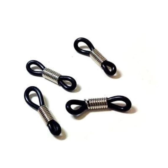 Verstellbare Brillenhalter Enden, Schwarze Gummi-Silikongriffe Mit Silberspiralen, Ersatzschlaufen Für Brillenketten. Gummiteile - 10 Stk Verstellbare Brillenhalter Enden, Schwarze Gummi-Silikongriffe Mit Silberspiralen, Ersatzschlaufen Für Brillenketten. Gummiteile - 10 Stk von vess65