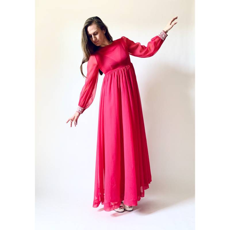 1970Er Kleid Vintage 70Er Jahre Empire-Taille Mit Puffärmeln Maxikleid W26 1970Er Kleid Vintage 70Er Jahre Empire-Taille Mit Puffärmeln Maxikleid W26 von vestigesvintage